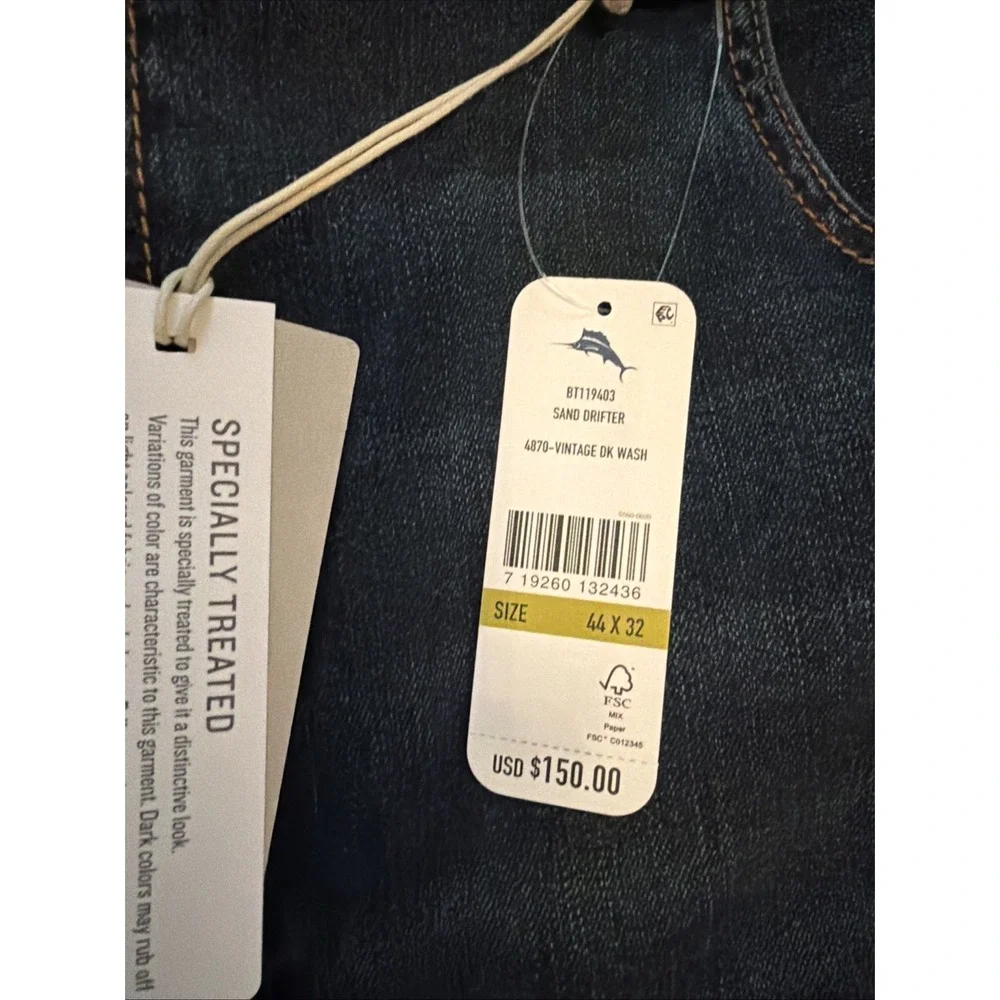 Tommy Bahama New Men's Jeans Sand Drifter Authentic Dark Wash Sz 44x32